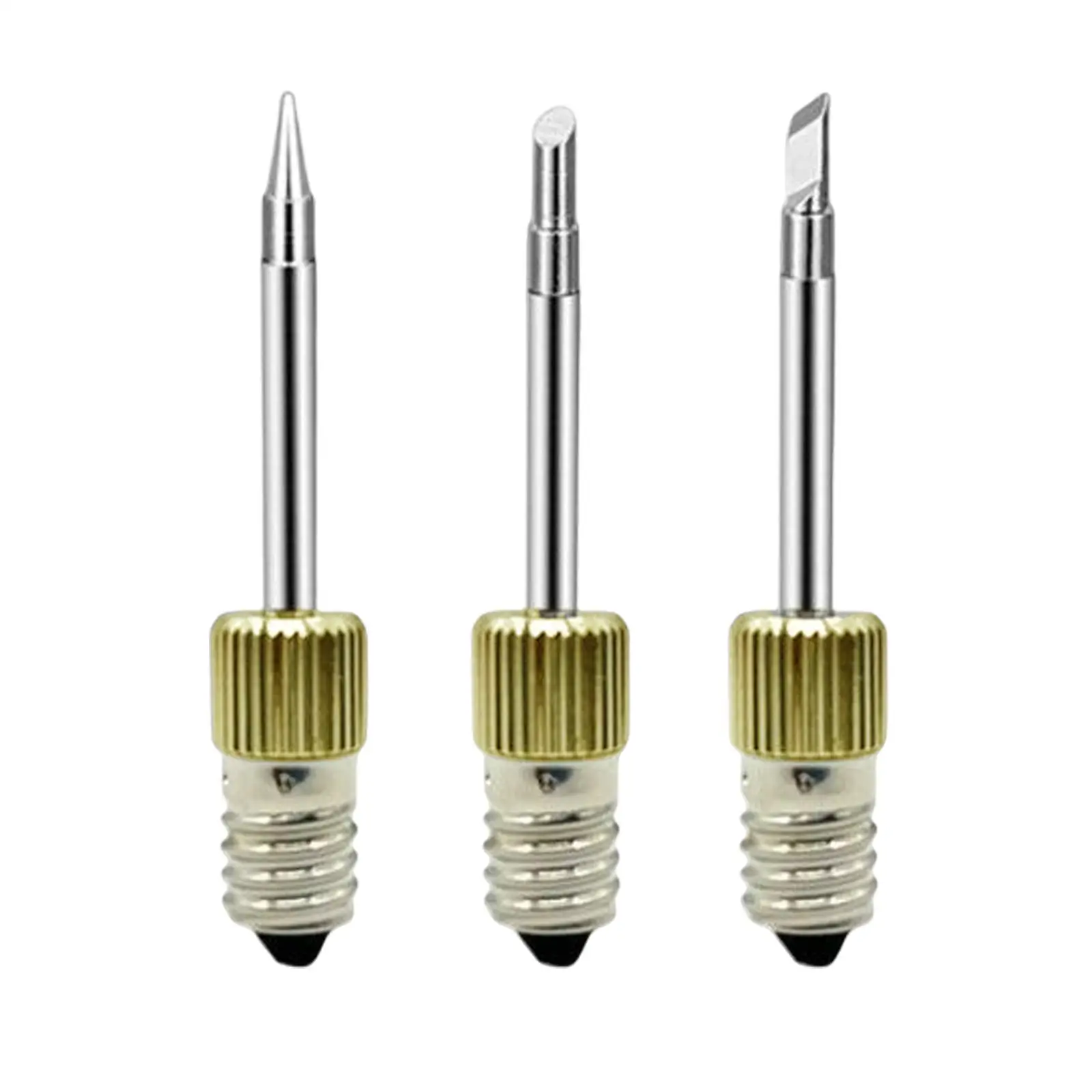 3Pcs Professional Soldering Iron Tips Replaceable E10 Needle Tips Cordless Threaded Steel solder for Indoor Outdoor Repair