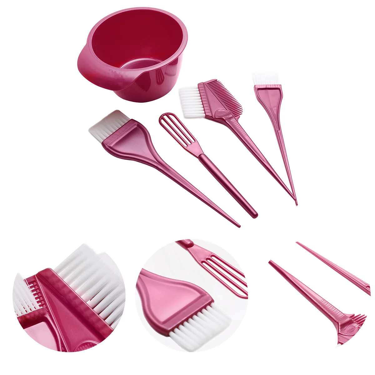 

Paintbrush Set Hairdressing Tool Coloring Comb Dyeing Cream Mixer Suite Stirrer Red Bowl