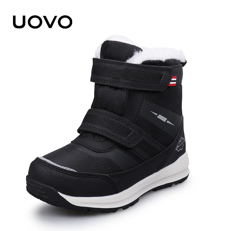 Uovo children's winter  new snow boots plus velvet thickening boys and girls 50% wool shoes water repellent non-slip