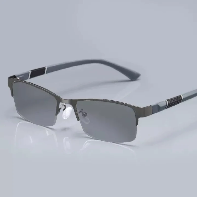 Blue Light Glasses Photochromic Sun Glasses Half-frame Business Style Myopia Glasses Diopter 0 To -6.0 Glasses for Men 3