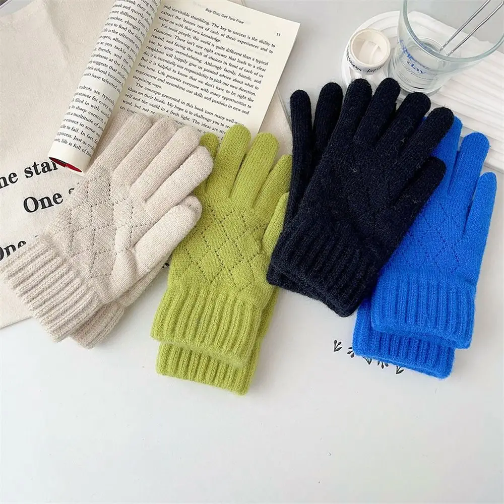 

Touch Screen Knitted Gloves Fashion Windproof Thick Short Mittens Cold Proof Warm Gloves Women Girls