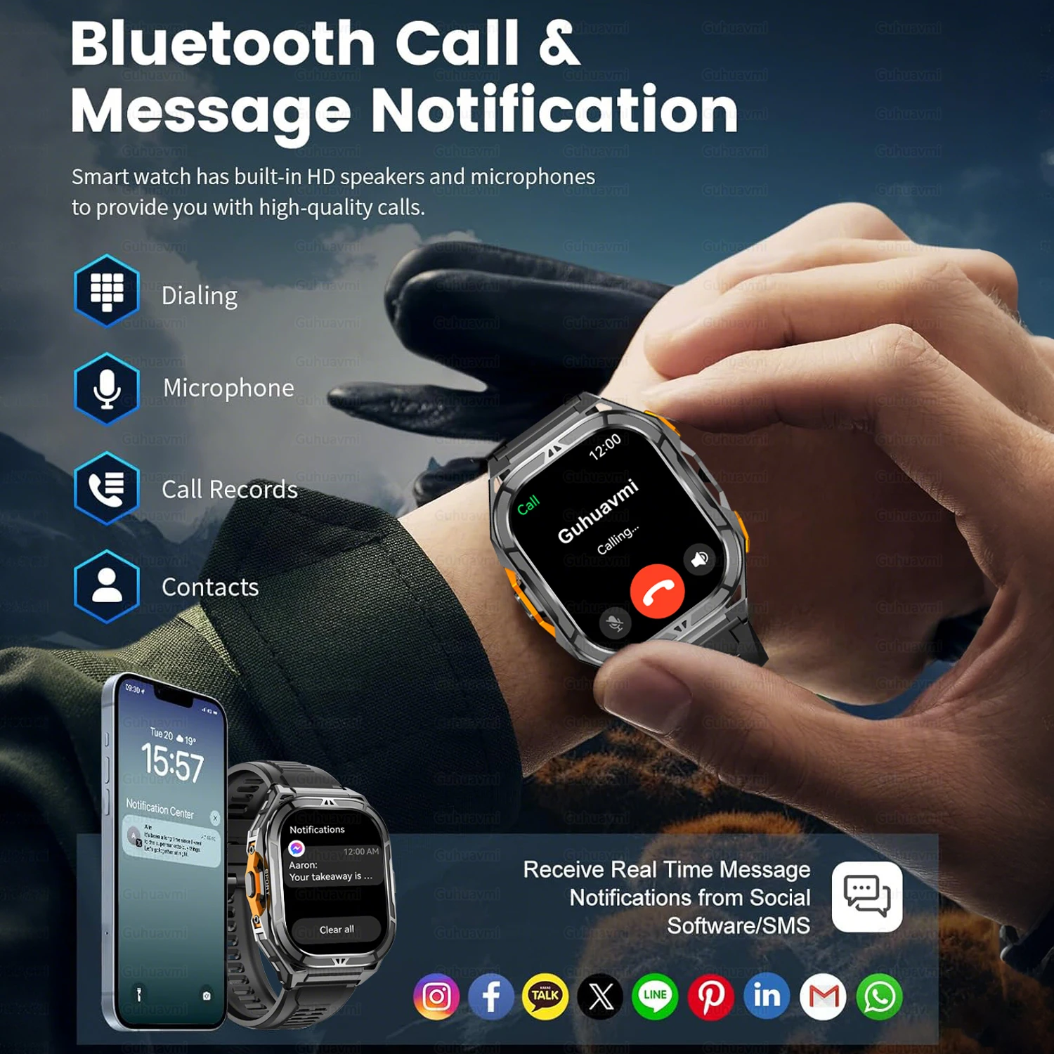 Military Grade GPS Beidou Men Adult Smart Watch 1.96-inch Large Screen Compass 10ATM Waterproof Bluetooth Call Sports Smartwatch