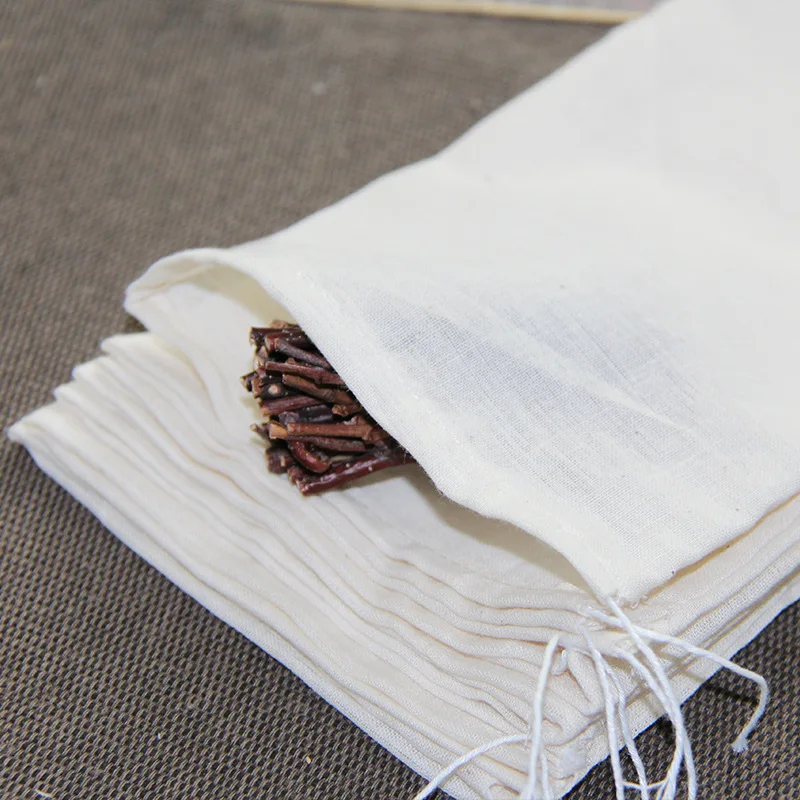 50 Cotton Muslin Drawstring Storage Bags Set