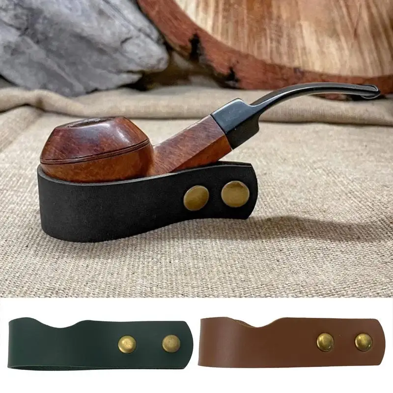 Support/presentoir Pour Pipe à Tabac En Cuir De Vache - Design Goutte - Marron - Compact (9x6.7x5.7cm)