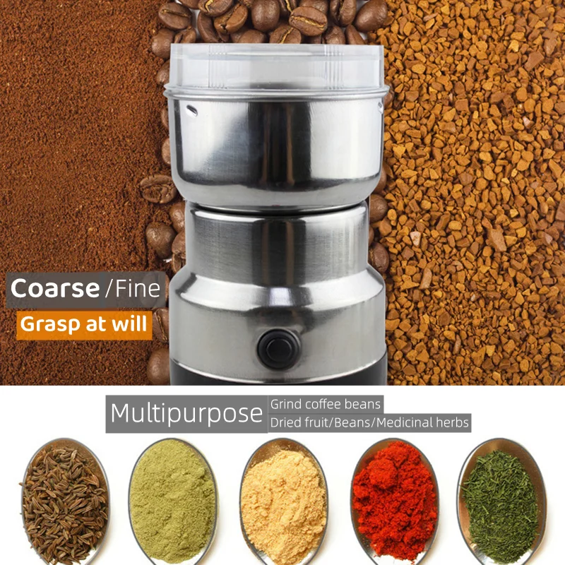 150G Electric Coffee Grinder Spice Grinder Electric Grains Mill Beans Nuts  Spices Grain Herbal Powder Mixer Dry Food Grinder - AliExpress