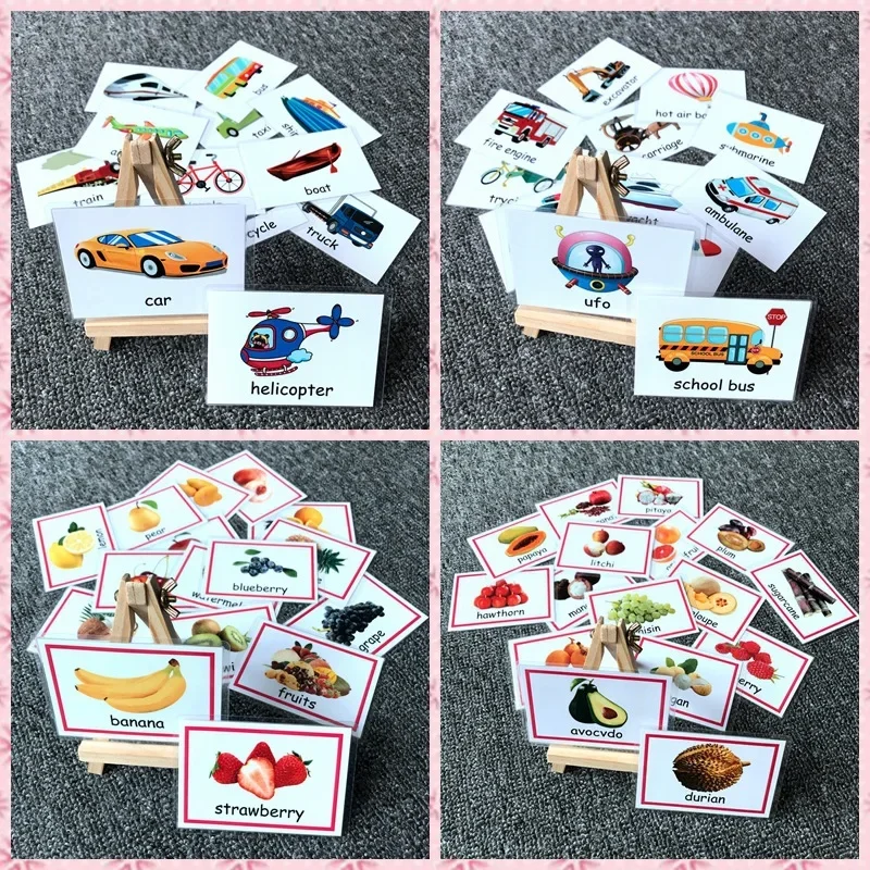 Montessori Kids English Words Learning Flashcards Early Educational Cards Classroom Supplies Kindergarten Teacher Teaching Aids 4