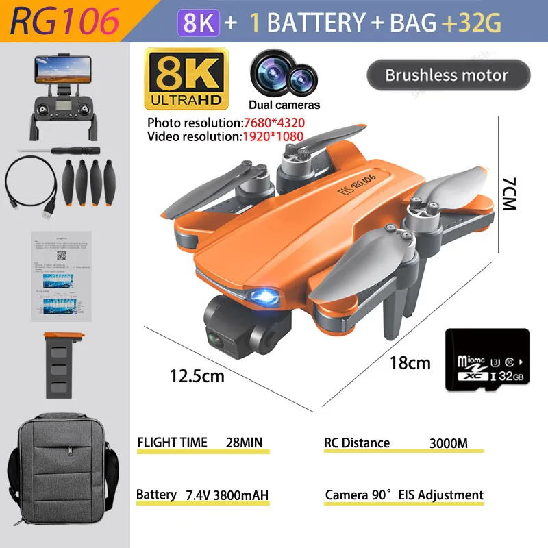 best remote control helicopter RG106 GPS Drone 8K Profesional Dual Camera 3 Axis Gimbal Anti-Shake Photography Brushless Foldable Quadcopter RC Distance 1500M rc military helicopter RC Helicopters