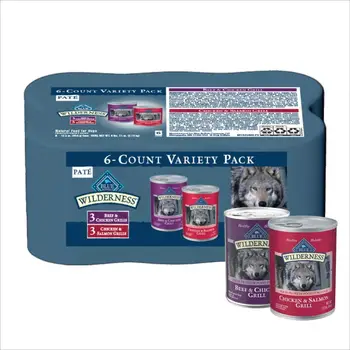 Wilderness Beef and Chicken and Salmon and Chicken Wet Dog Food Variety 6 Pack, 12.5oz Cans