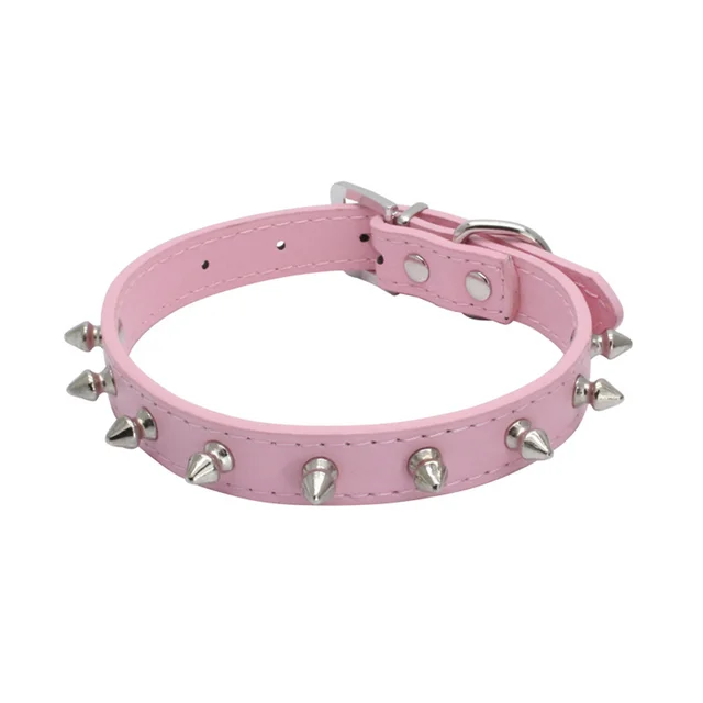 1pc Cool Cat Dog Collar Leather Spiked Studded Collars For Small Medium Colorful Pets Necklace Dogs Cats Neck Strap Pet Products 6