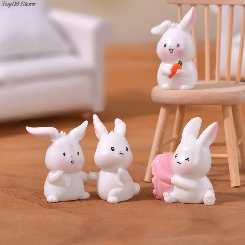 

1Pc Mini Carrot Rabbit Ornament Cartoon Bunny Figurine Micro Landscape Decoration Dollhouse Miniature Toy 3cm-3.5cm