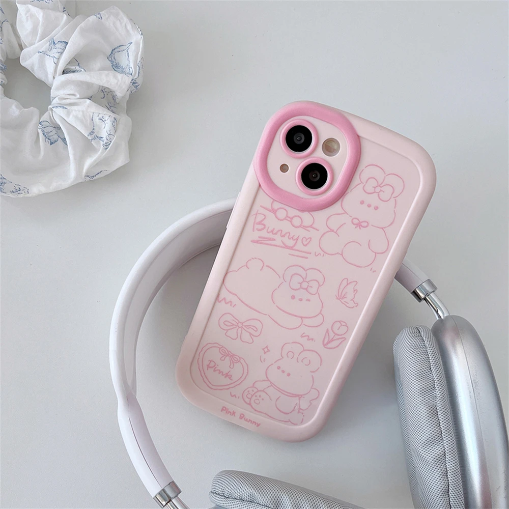Adorable Pink Rabbit Shockproof Phone Case - Soft, Lovely Cartoon Protective Cover