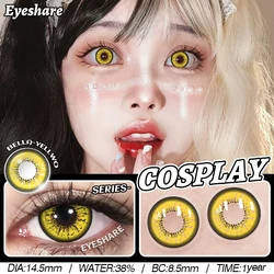 Vibrant Halloween Cosplay Contact Lenses - Red, White & Multicolored Yearly Wear (BELLA - YELLOW)