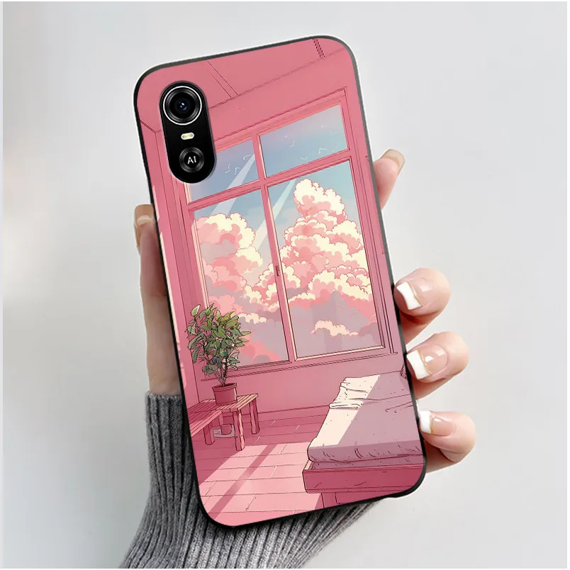 Matte Black Aesthetic Luxury Cute Pattern Soft Silicone Back Cover - Boys & Girls