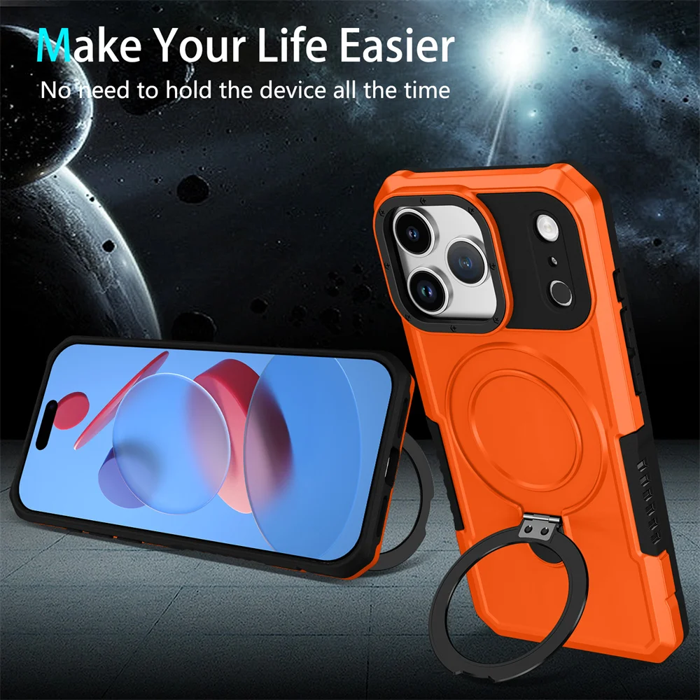 Luxury Anti-Slip Magnetic Stand Phone Case with Double Layer Shockproof Protection