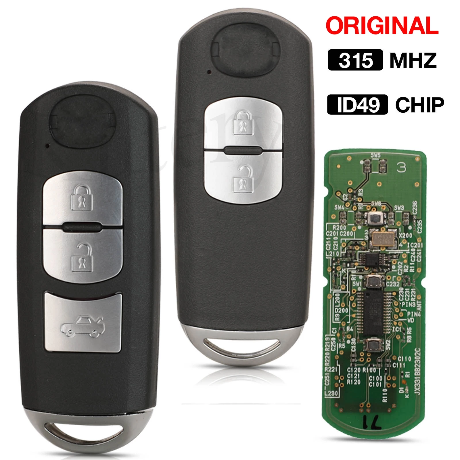 

jingyuqin Original Smart Remote Key Fob FSK 315MHz ID49 For Mazda 3 CX-5 2/3 Button Model P/N: 662F-SKE13D01 SUV SKE13D-01