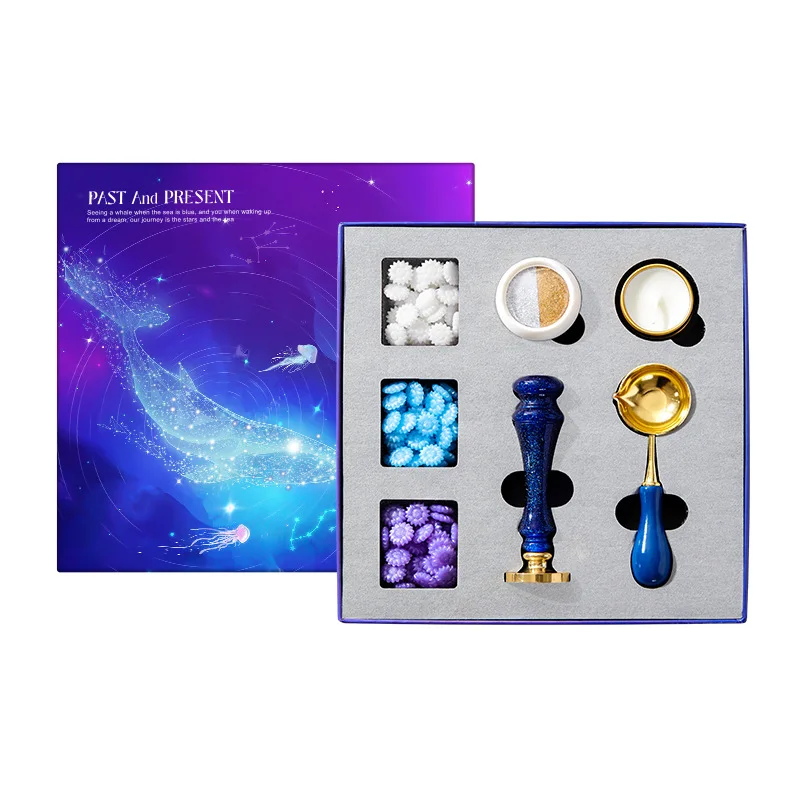 

Подарочная коробка с синим Китом, набор для рисования подсолнухом, воском, зерном, латунная глава, головка, подходящая ручная работа, товары для рукоделия, могут быть подарками