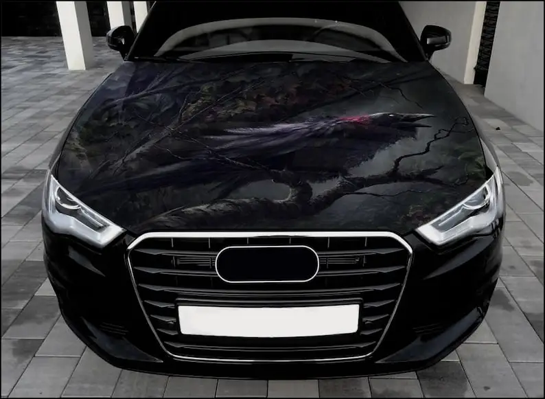 

Raven Car Hood Wrap Full Color Vinyl Decal Black Bird Sticker #2