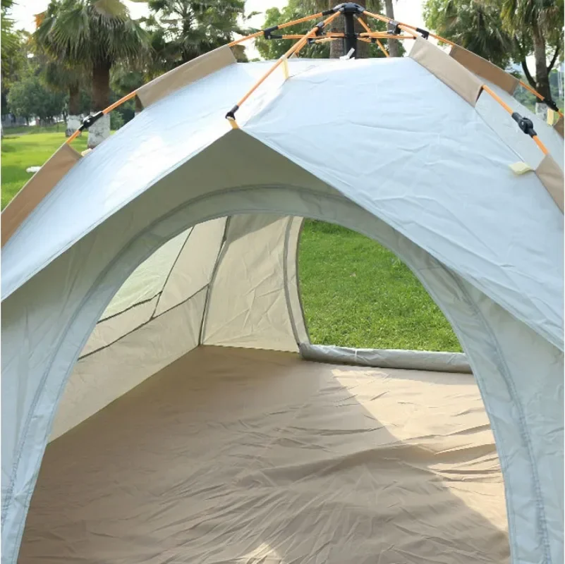 3-4 person Camping Tent Ultra lightweight Outdoor Fully Automatic Folding tents Silver Glue Coating Thickened Rainproof