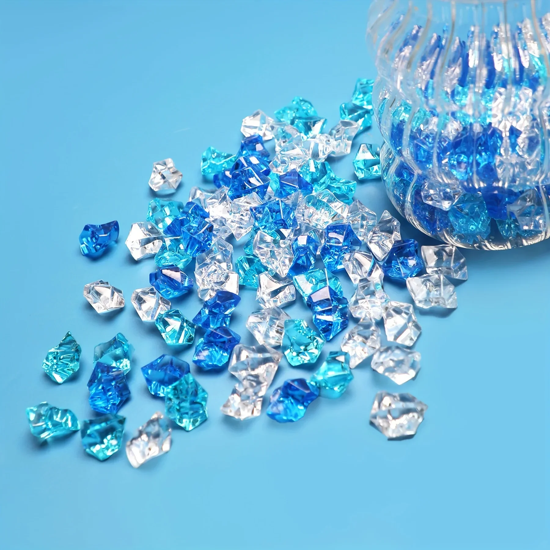 50/100/150pcs- Vibrant Blue  ice Rocks - Premium Fake ice Cubes & Sparkling Gems for Decorations, Weddings, Dly Crafts