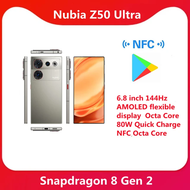 Nubia Z50 Ultra 5G SmartPhone 6.8 inch 144Hz AMOLED Screen Under screen  camera Snapdragon 8 Gen 2 Octa Core 80W Fast Charge NFC