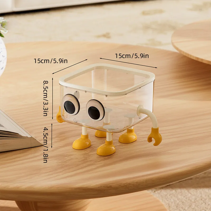 Creative Desktop Trash Can Transparent Cartoon Storage Box Makeup Sundries Bucket Organizer Holder Case