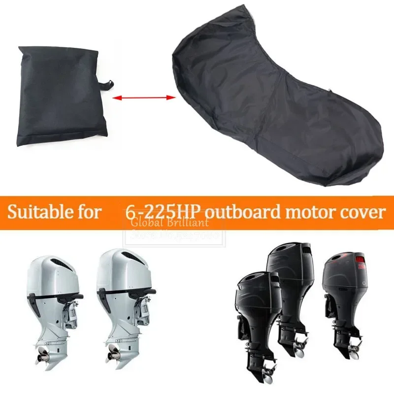 Half/Full 6-250HP Outboard Motor Engine Boat Cover Black Oxford Waterproof Anti-scratch Heavy Duty Outboard Engine Protector