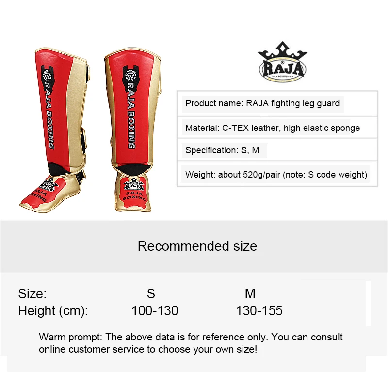 RAJA Children's Boxing Leg Guards Thickening Training Sanda Fighting Professional Protector
