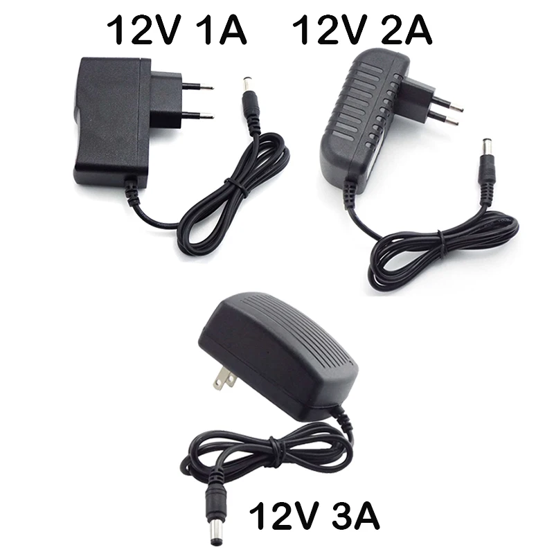전원 공급 장치 충전기 어댑터, AC 220 110v, DC 12V, 1A, 2A, 3A, 2000ma, 3000na, DC 5.5x2.1mm, 4.0mm, 3.5mm, 2.5x0.7mm