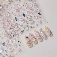 1 Sheet Nail Stickers High Quality Cute Flower Rabbit Cat Bowknot Design Adhesive Stickers wedding Nail Art Decoration T-4345 2