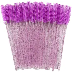 50-Pack Disposable Crystal Eyelash Brush and Comb Set - Professional Makeup Beauty Tool (50pcs crystal purpl)