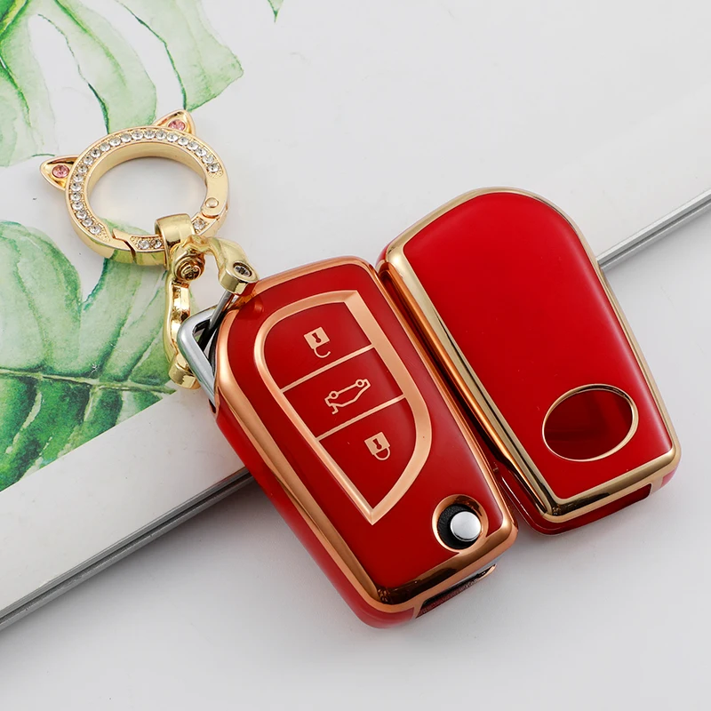 

For Toyota Aygo Yaris Highlander Camry RAV4 2 3 Button TPU Car Remote Key Cover Case Auto Shell Holder Protector Fob Keychain