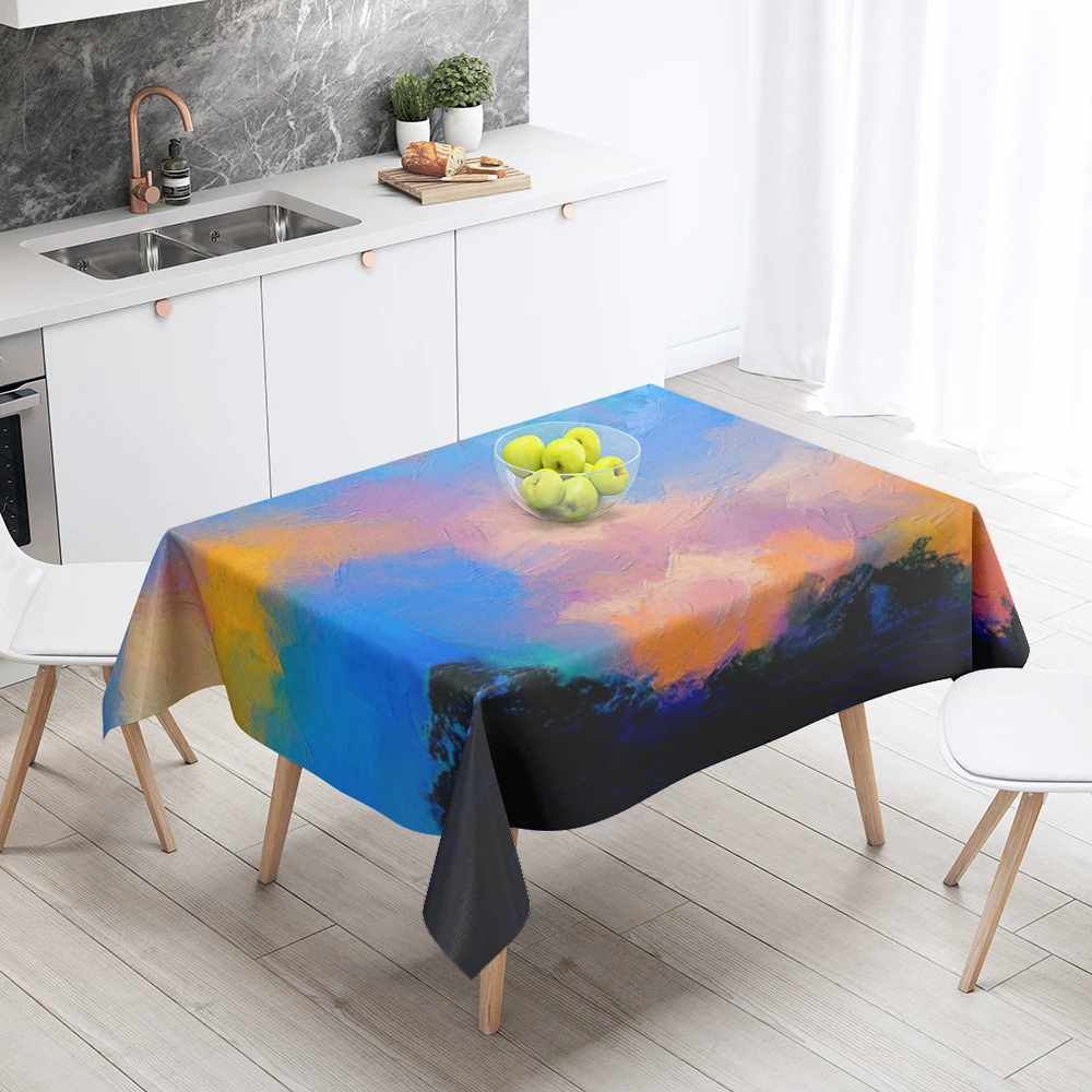 Home tablecloths for dining  Anime decoration and rectangular table accessories waterproof cloth Anti-stain tablecloth abstract 5