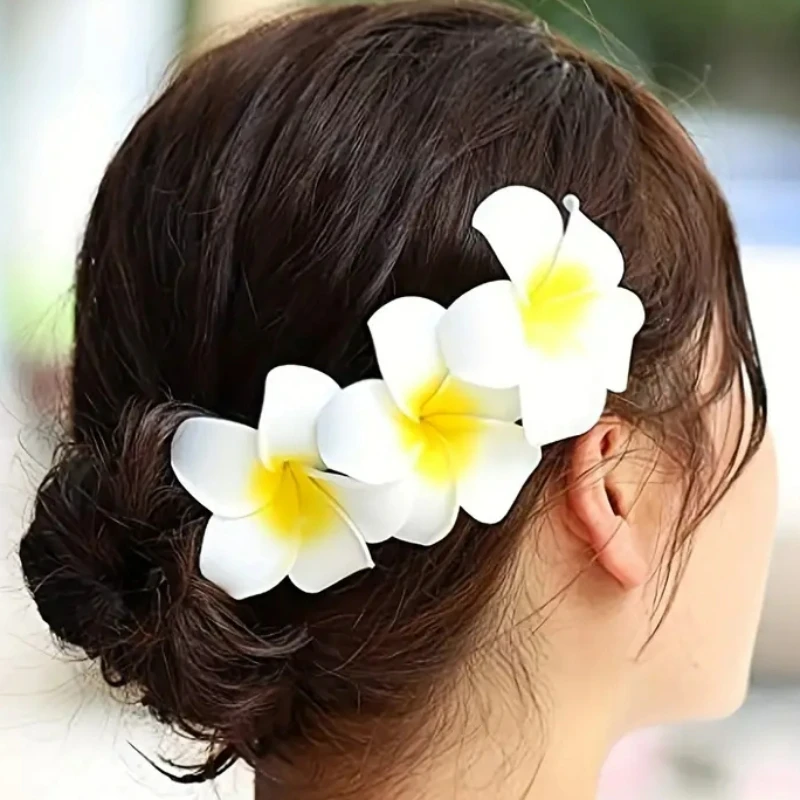

Корейские заколки для волос в виде плюмерии для женщин и девушек, заколки для волос в форме яйца, заколка-Пряжка, гавайская Свадебная вечеринка, аксессуары для сумок и шляп, подарки