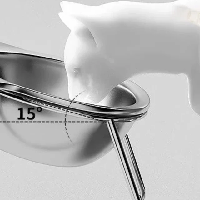 Raised Cat Bowls Tilted Neck Guard Cat Food Bowl 304 Stainless Steel Shatter-resistant Elevated 15° Pet Supplies For Puppy Cat