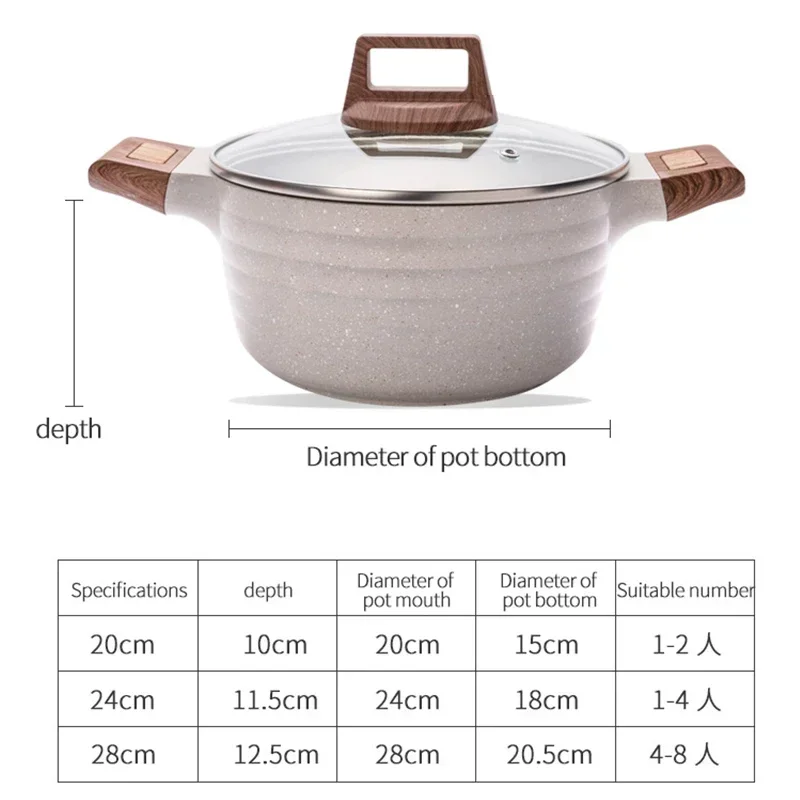 24cm Stew Pot With Lid Wooden Handle Soup Stock Pot Multicooker Kitchenware Multi-functional Double Ear Cooking Pots For Kitchen