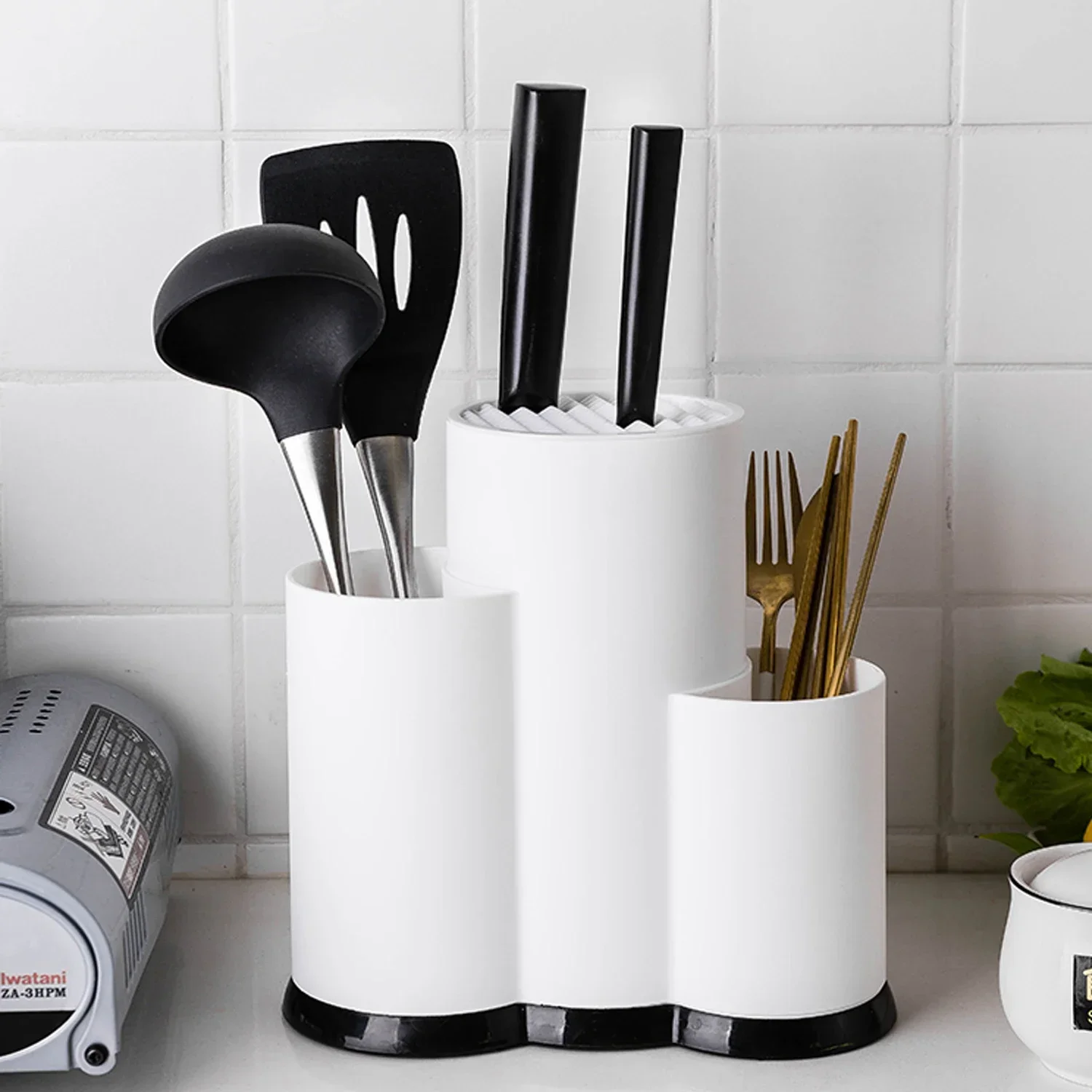 

Knife holder Multi-Function Utensil Holder Knife Block PP Flatware Drainer Storage Box Spoon Fork Kitchen Organizer Rack