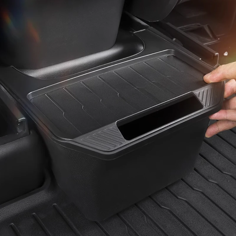For Model Y Rear Center Console Organizer Storage Box, Backseat Storage Box 2nd Row Console Organizer Storage Container Trash Can, Under Seat Hidden