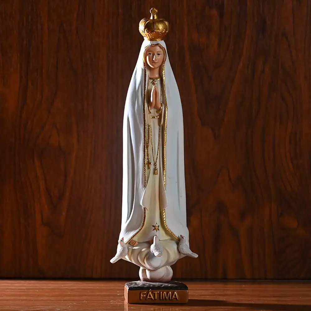 Description Picture 3 of itemLady Of Fatima Holy Figurine Hand-Painted Lady Of Fatima Statue Religious Statue Sculpture Virgin Mary Religious Decoration