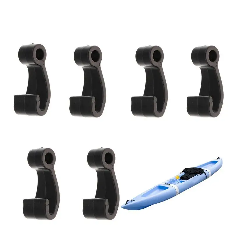 6 Pieces Bungee Cord Hooks J Shaped Hooks Durable Kayak Lashing Hooks For Rowing Boating Paddle Board Boat Canoe eggory sup board air valve adaptor durable rowing boat air valve adaptor kayak inflatable pump adapter for surf boating fishing