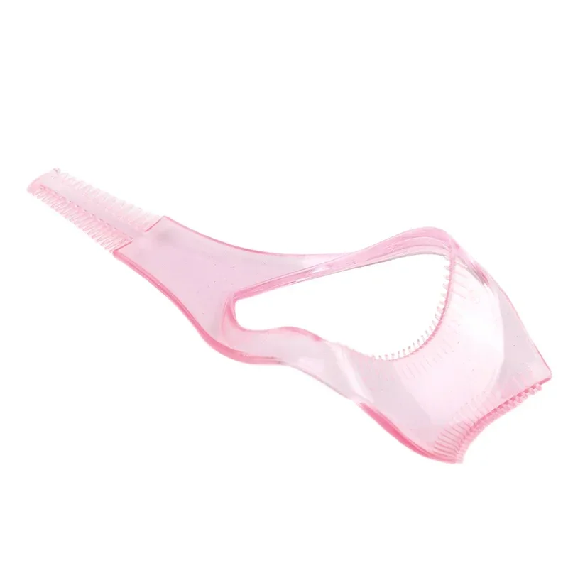 Description Picture 4 of item3 In 1 Makeup Mascara Shield Guard Eye Lash Mascara Applicator Comb Eyelash Curling Makeup Brush Curler Eye Makeup Stencils Pink