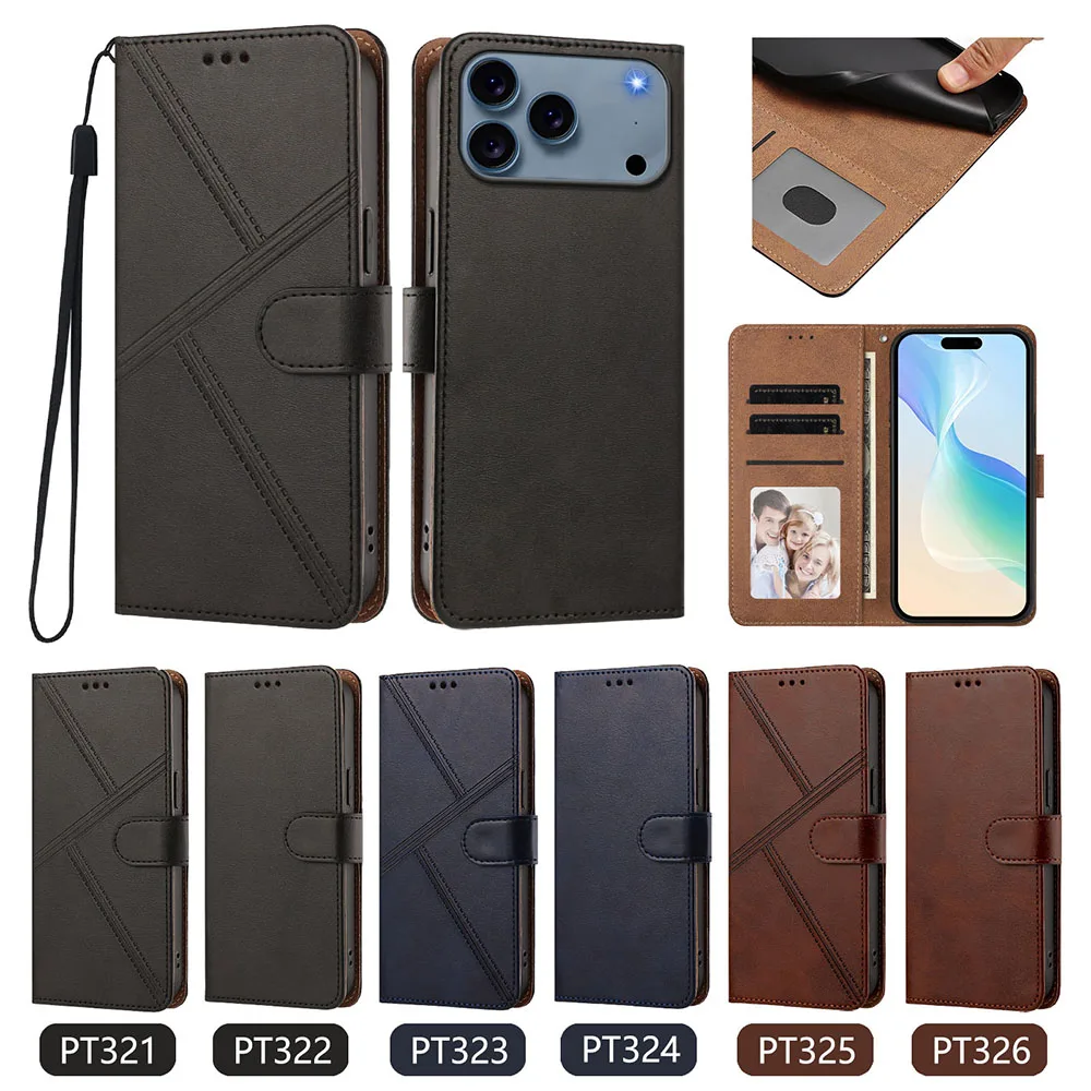 Leather Wallet Case - Magnetic Flip Cover with Card Slots & Kickstand Feature