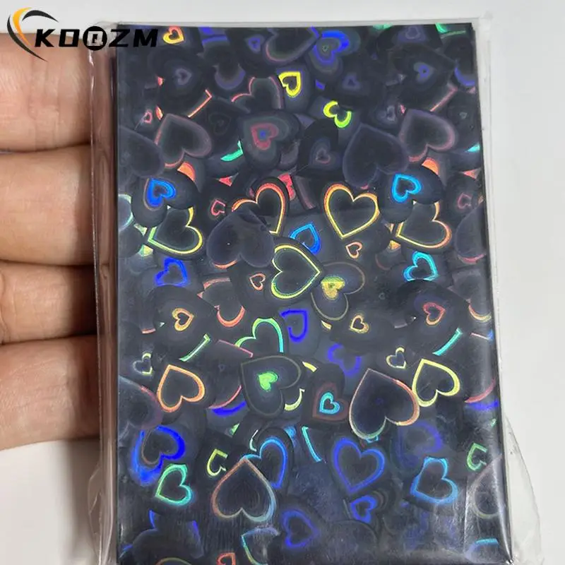 50pcs/pack Kpop Card Sleeves 61x91mm 20C Heart Bling Holder For Holo Postcards Top Load Films Photocard Game Cards Protector