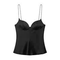 Autumn Satin Textured Black Sling Tops Women Elegant V-neck Backless Tops Shirt Women Sexy Tops Club Party Tanks 2025 New - Image 2