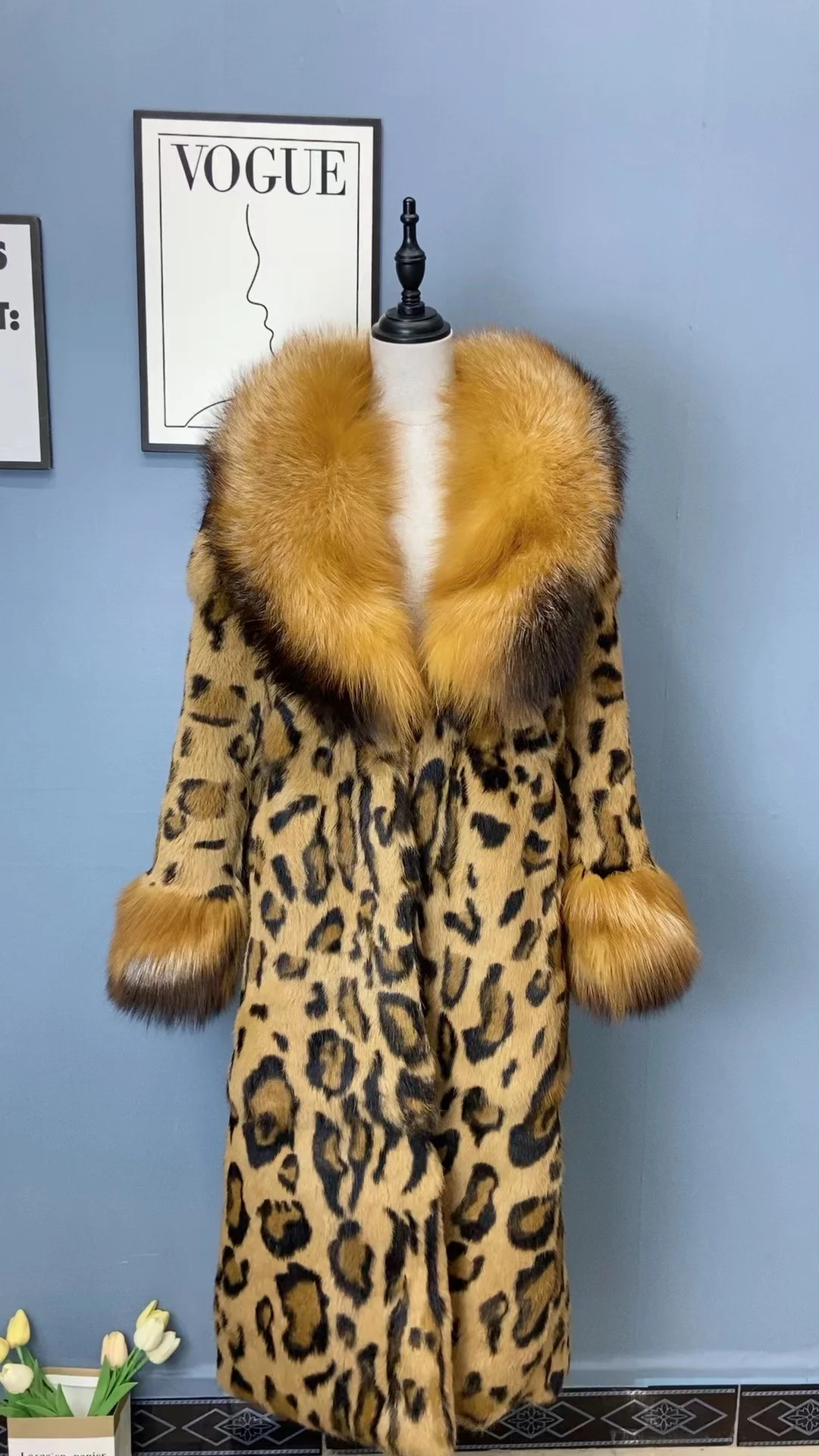 2025年冬ホットセール本物の高級レザー全体にウサギの毛皮プリントが施