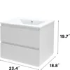 Bathroom Organizers, 24" Wall Mounted Bathroom Vanity With Sink Floating Vanity Two Drawers Bathroom Cabinet With Ceramic Integr 2