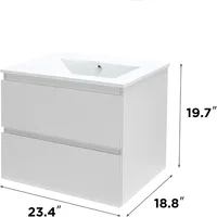 Bathroom Organizers, 24" Wall Mounted Bathroom Vanity With Sink Floating Vanity Two Drawers Bathroom Cabinet With Ceramic Integr 2
