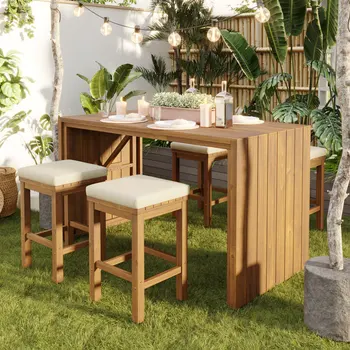 5-Piece Acacia Wood Bar Set 1