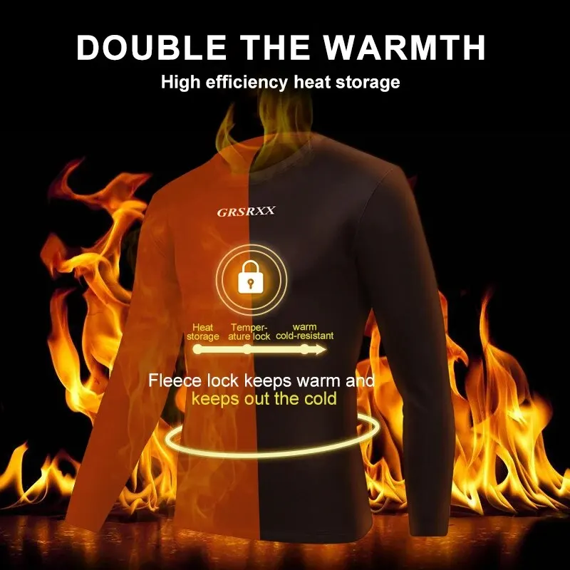 GRSRXX Winter Cycling Base Layer Long Sleeve Warm Bike Underwear Fleece Bike Shirt for Keep Warm Bicycle Shirt for Men Women, cycling underwear