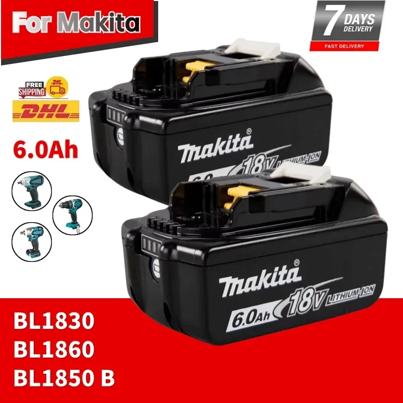 

Genuine Makita 18V 6A Rechargeable Lithium Ion Battery With Battery indicator For Makita BL1830 BL1840 BL1850 Power Tool Battery