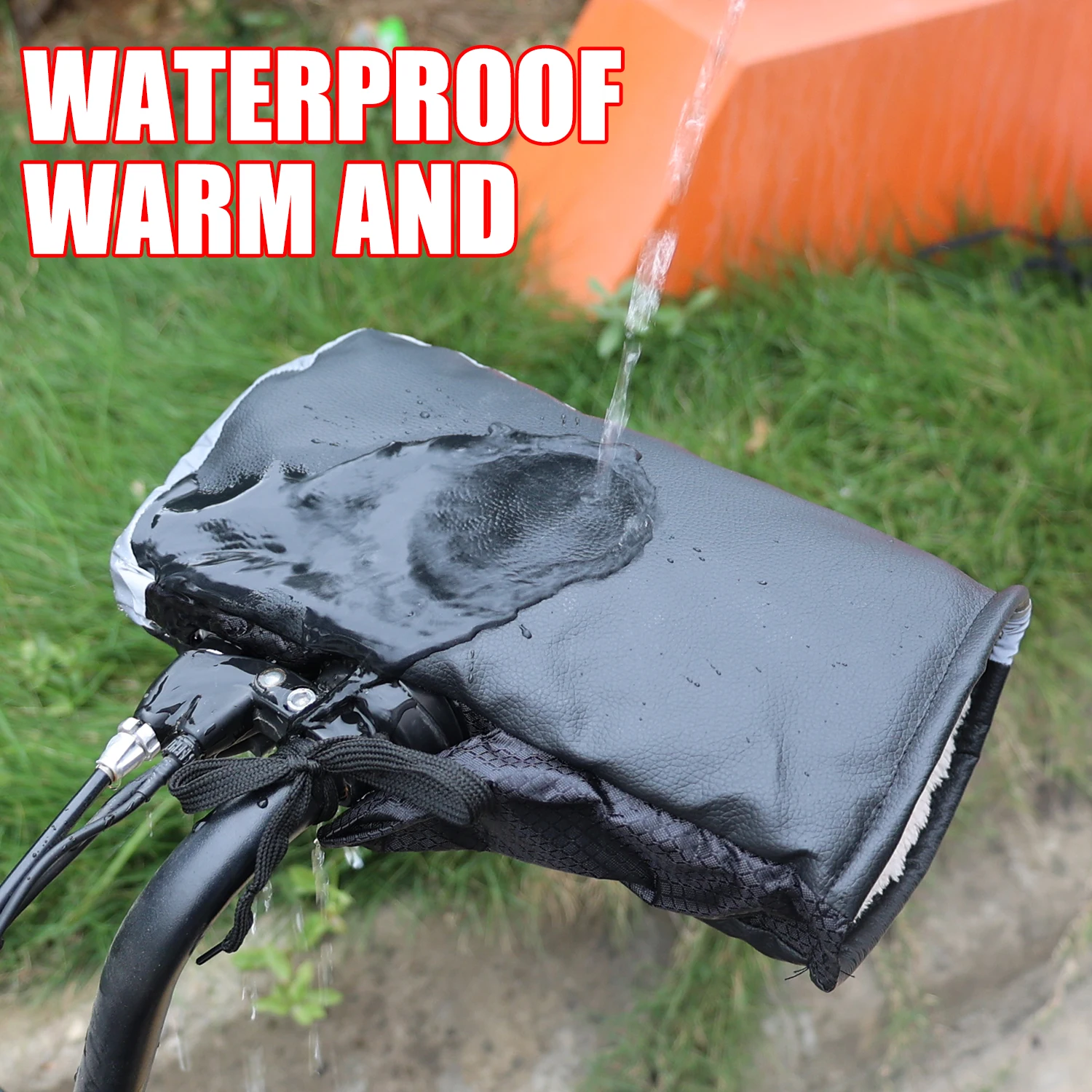 Motorcycle Warm Padded PU Handlebars Winter Outdoor Warm and Windproof Equipment Waterproof Cotton Gloves Bicycle Handlebars 5